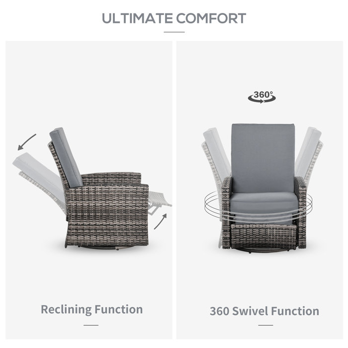 Red Barrel Studio® Felipe Swivel Recliner Patio Chair with Cushions